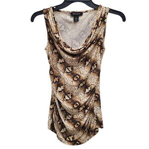 White House Black Market Women's Neutral Snake Print Ruched Sides Top Size XXS